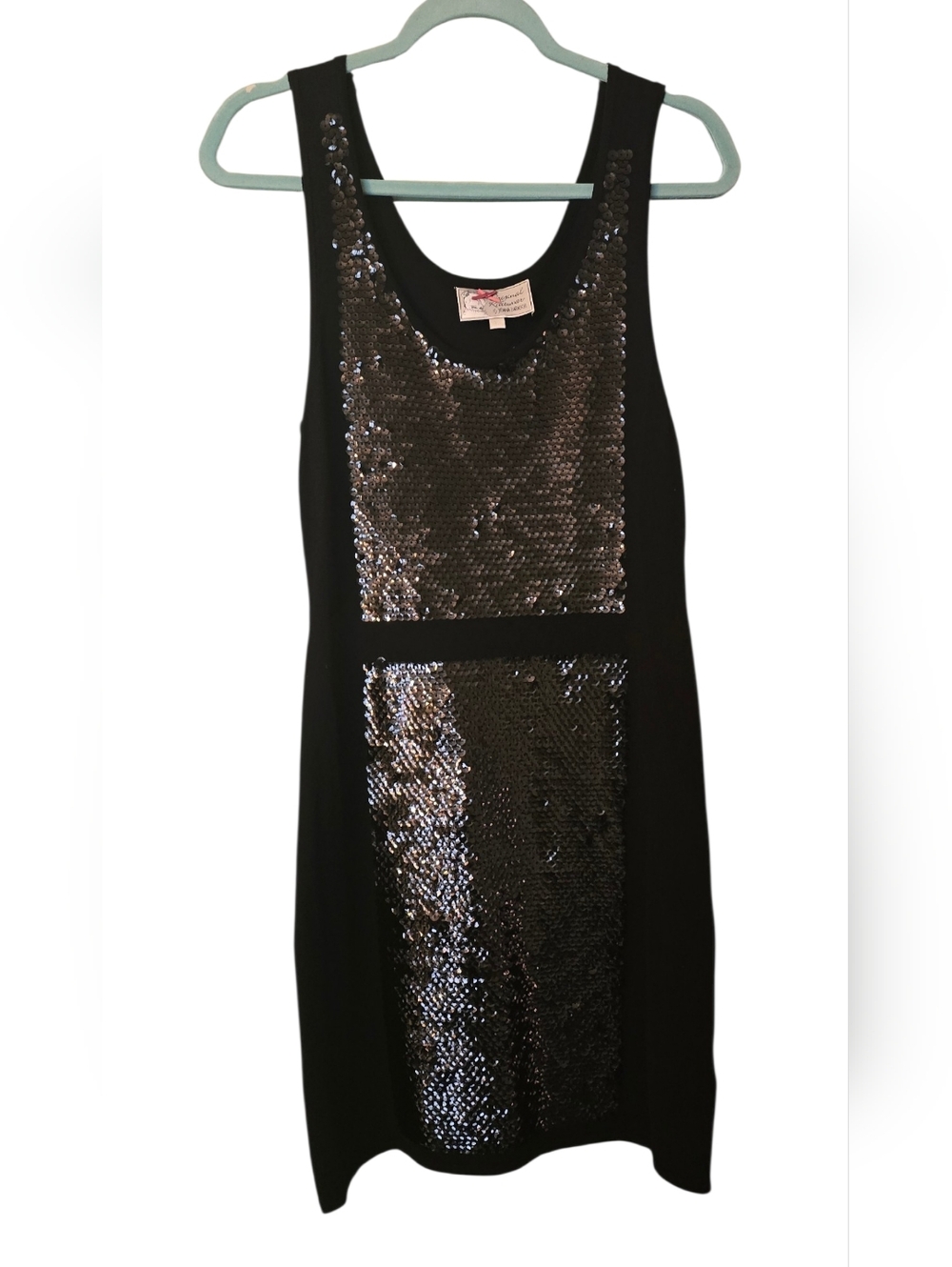 Yoana Baraschi Black Sequin Panel Mini Dress